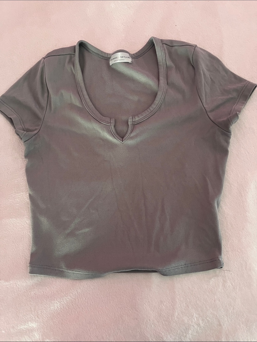 Soft Scoop Neck Short Sleeve Top in Mauve by Unbranded